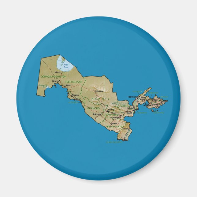 Usbekistan Map Magnet (Vorne)