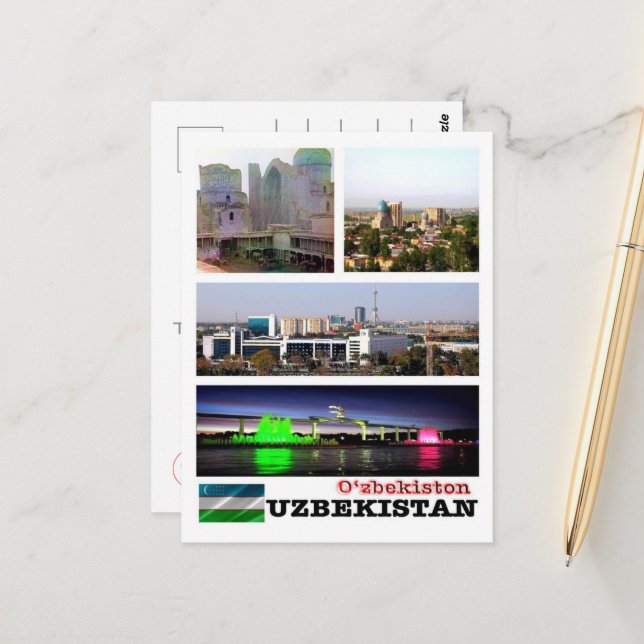 Usbekistan - Mosaik - Postkarte (Vorderseite/Rückseite Beispiel)