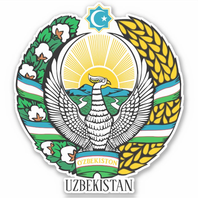 Usbekistan National Emblem Patriotic Aufkleber (Vorderseite)