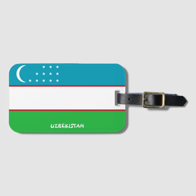 Usbekistan National Flag Patriotic Gepäckanhänger (Vorderseite (Horizontal))