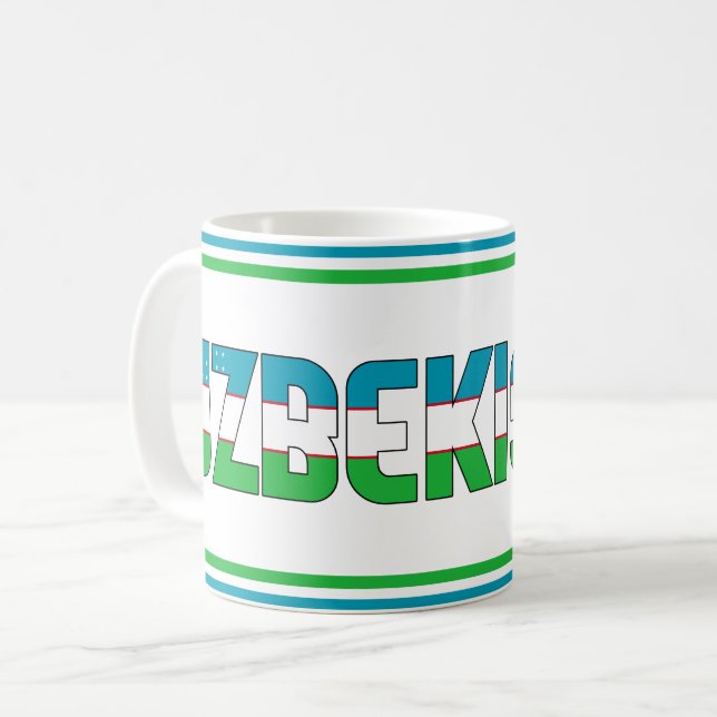 Usbekistan National Flag Patriotic Kaffeetasse (Vorderseite Links)