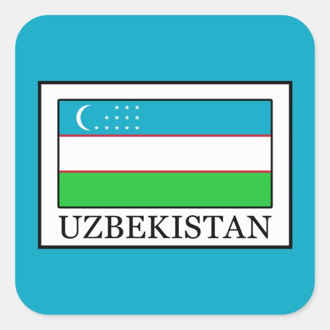 Usbekistan Quadratischer Aufkleber (Vorderseite)