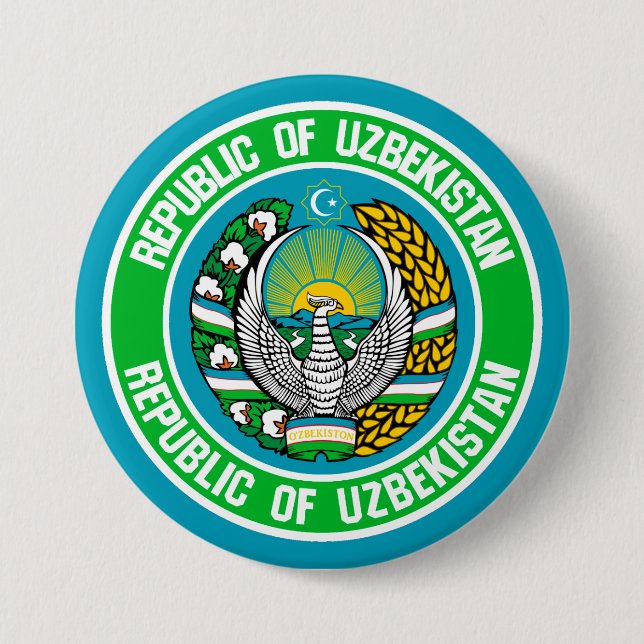 Usbekistan Runde Emblem Button (Vorderseite)