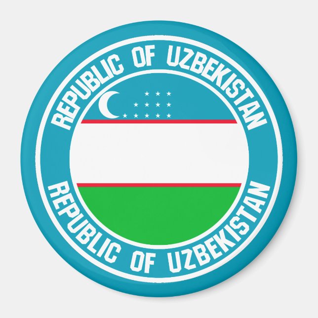 Usbekistan Runde Emblem Magnet (Vorne)
