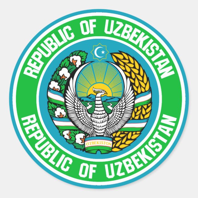 Usbekistan Runde Emblem Runder Aufkleber (Vorderseite)