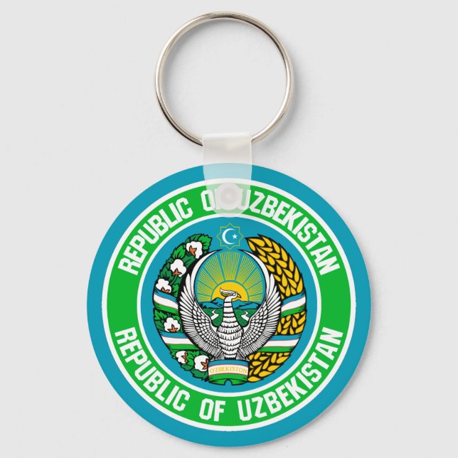 Usbekistan Runde Emblem Schlüsselanhänger (Vorderseite)