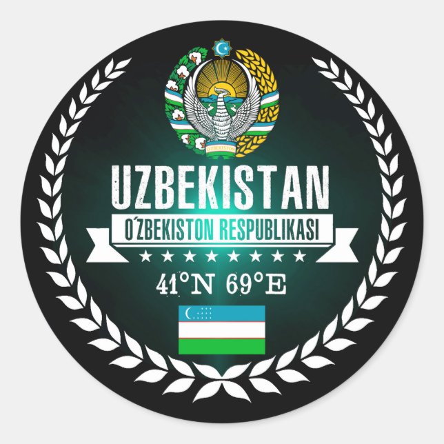 Usbekistan Runder Aufkleber (Vorderseite)