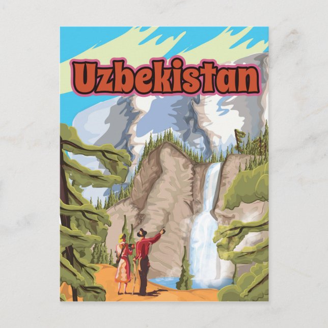 Usbekistan Vintage Reiseplakat Postkarte (Vorderseite)