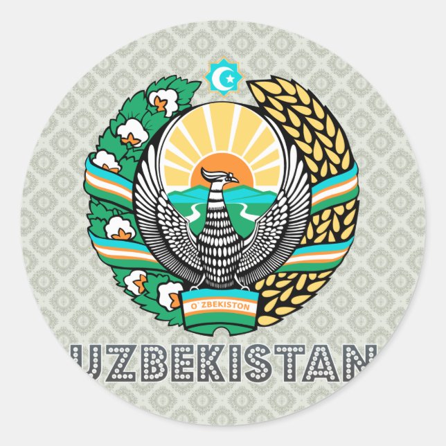 Usbekistan-Wappen Runder Aufkleber (Vorderseite)