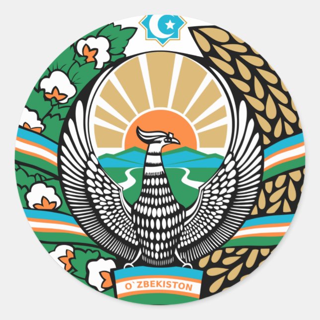 Usbekistan-Wappen Runder Aufkleber (Vorderseite)