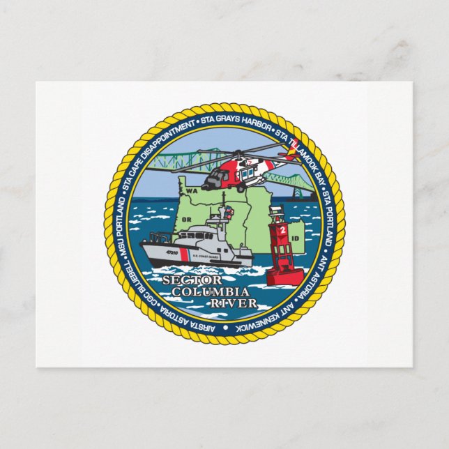 USCG Bahnhof Columbia River Postkarte (Vorderseite)