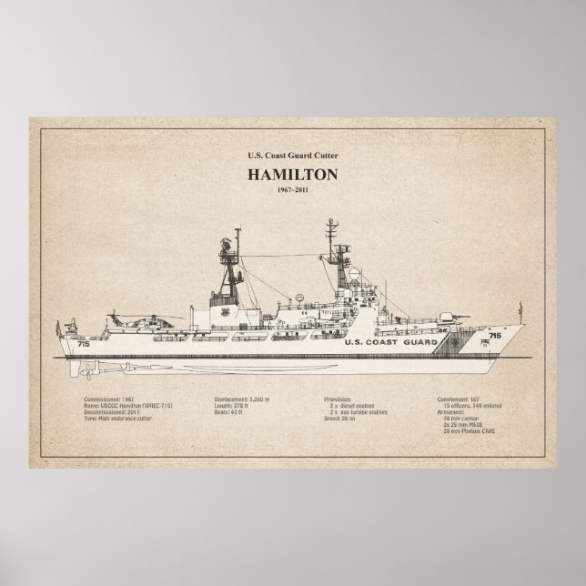 USCG Cutter Hamilton Whec-715 - SBD Poster (Vorne)