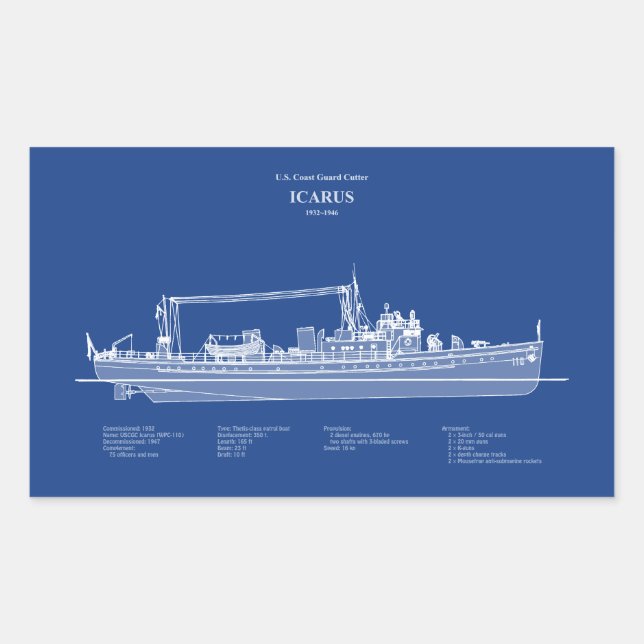 USCG Cutter Icarus wpc-110 - ABD Rechteckiger Aufkleber (Vorderseite)