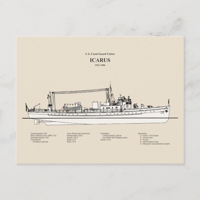 USCG Cutter Icarus wpc-110 - SBD Postkarte (Vorderseite)
