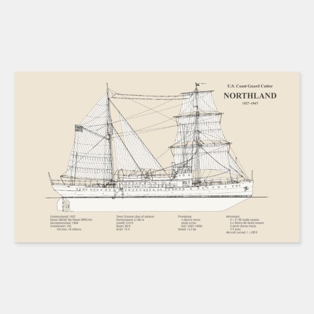 USCG Cutter Northland wpg-49 - SBD Rechteckiger Aufkleber (Vorderseite)