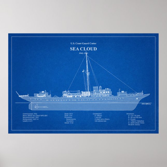 USCG Cutter Sea Cloud wpg-284 - ABD Poster (Vorne)