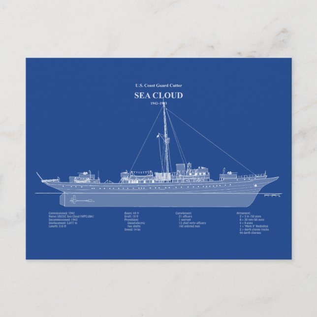 USCG Cutter Sea Cloud wpg-284 - ABD Postkarte (Vorderseite)