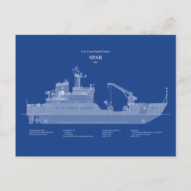 USCG Cutter Spar wlb-206 - ABD Postkarte (Vorderseite)