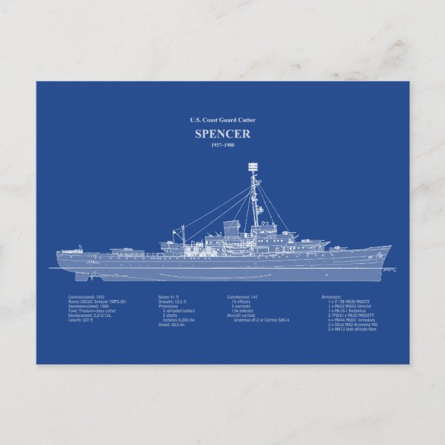 USCG Cutter Spencer wpg-36 - ABD Postkarte (Vorderseite)