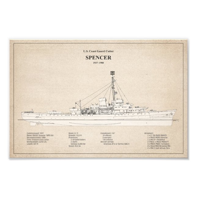 USCG Cutter Spencer wpg-36 - SBD Fotodruck (Vorne)