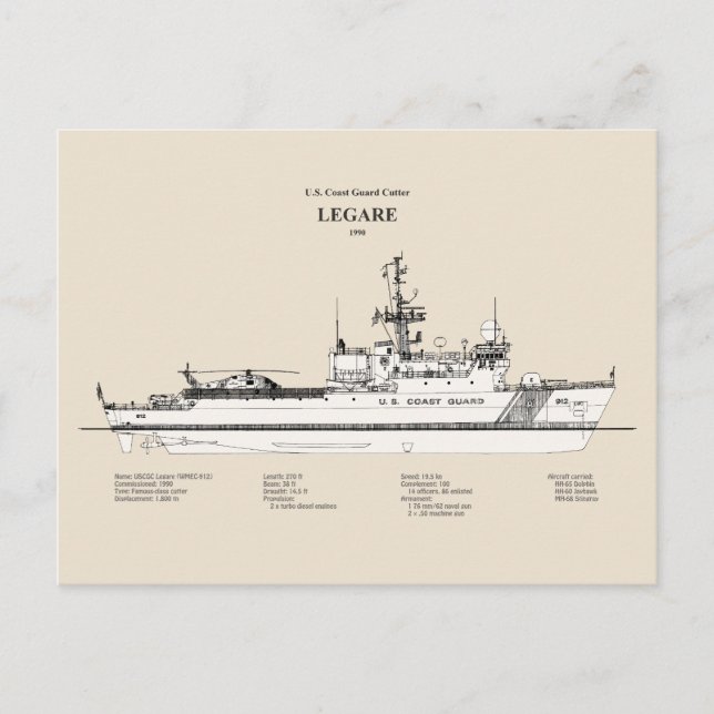 USCG Legare wmec-912 - SBD Postkarte (Vorderseite)