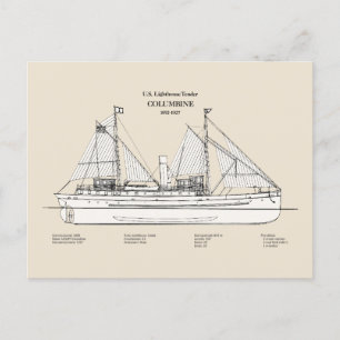 USCG Leuchtturm Zender Columbine - SBD Postkarte