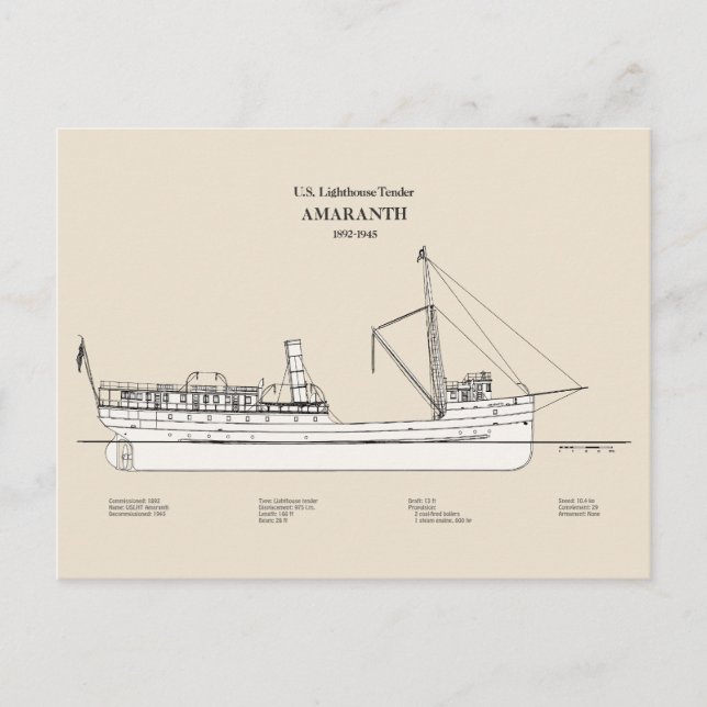 USCG Lighthouse Tender Amaranth - SBD Postkarte (Vorderseite)