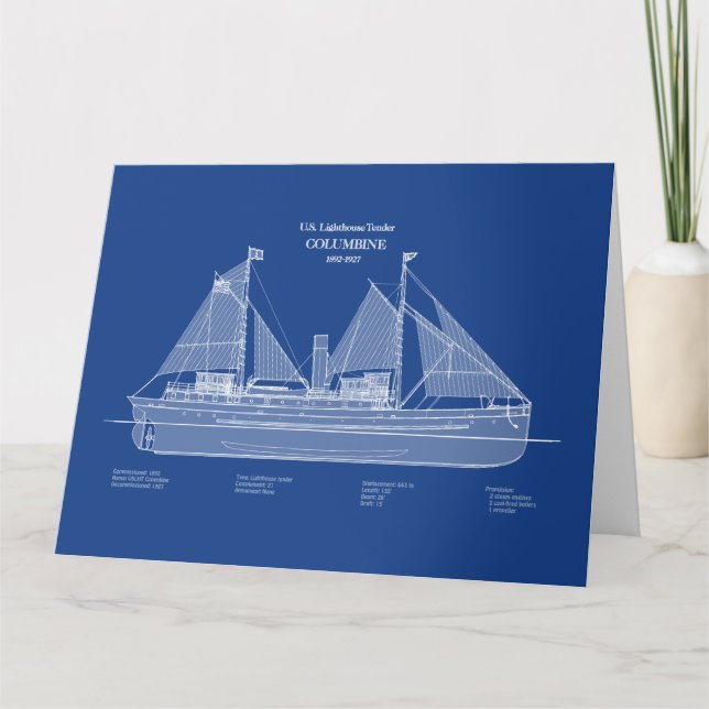 USCG Lighthouse Tender Columbine - ABD Dankeskarte (Vorderseite)