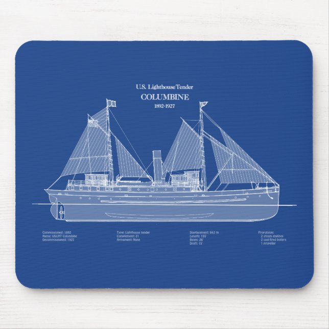 USCG Lighthouse Tender Columbine - ABD Mousepad (Vorne)