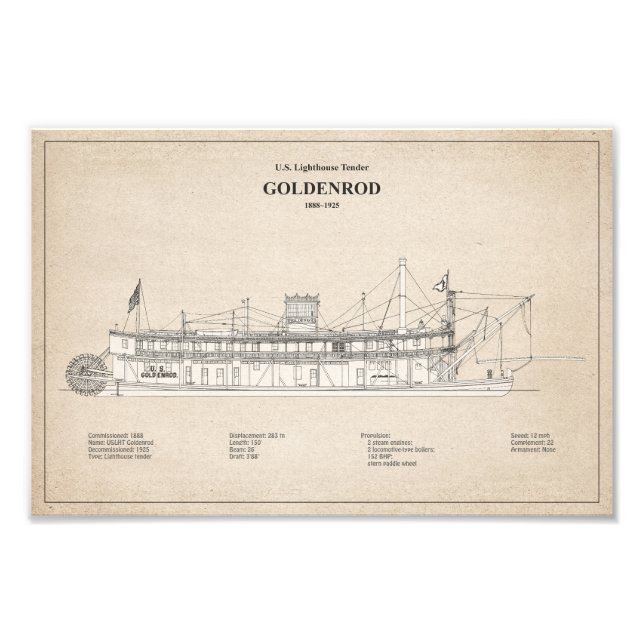 USCG Lighthouse Tender Goldenrod - SBD Fotodruck (Vorne)