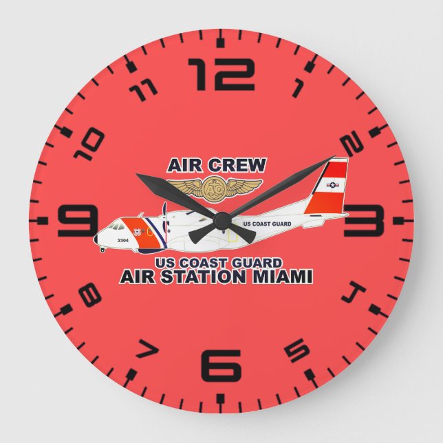 USCG Luftstation Miami Air Crew Große Wanduhr (Vorderseite)