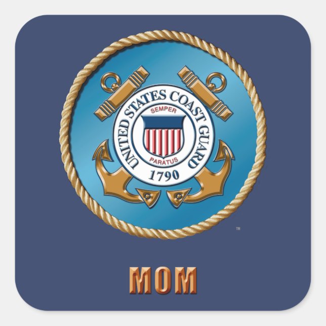 USCG Mama Square Stickers, Glossy Quadratischer Aufkleber (Vorderseite)