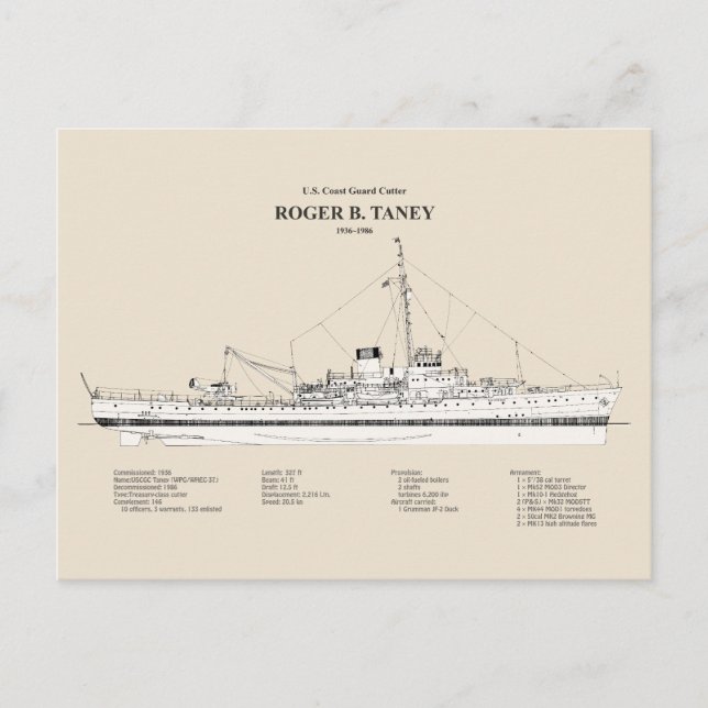 USCG Roger B. Taney Whec-37 - SBD Postkarte (Vorderseite)