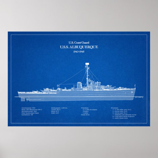 USCG USS Albuquerque PF-7 - ABD Poster (Vorne)