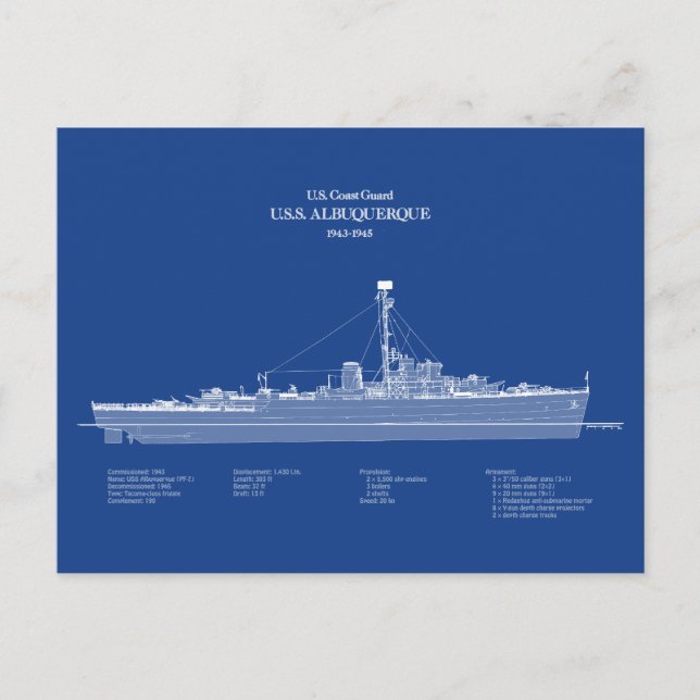 USCG USS Albuquerque PF-7 - ABD Postkarte (Vorderseite)