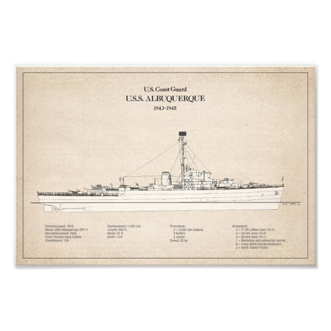USCG USS Albuquerque PF-7 - SBD Fotodruck (Vorne)