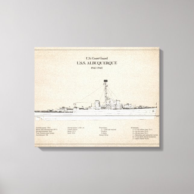 USCG USS Albuquerque PF-7 - SBD Leinwanddruck (Vorderseite)
