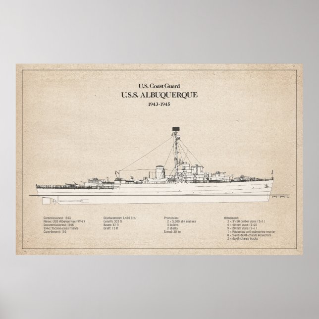 USCG USS Albuquerque PF-7 - SBD Poster (Vorne)
