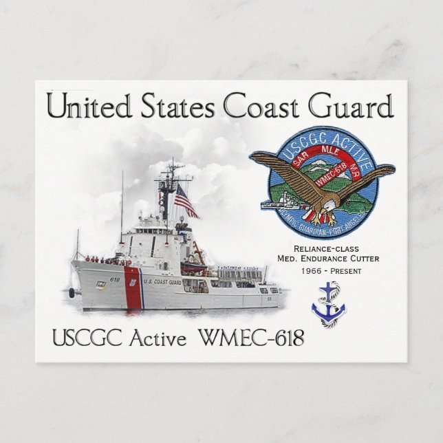 USCGC Active WMEC-618 Medium Endurance Cutter Postkarte (Vorderseite)