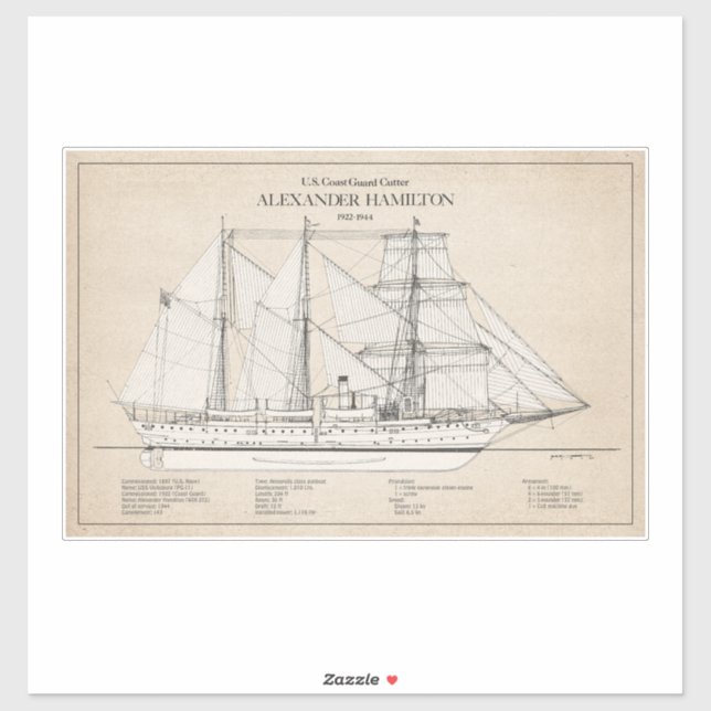 USCGC Alexander Hamilton wix-272 - SBD Aufkleber (Blatt)