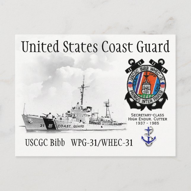 USCGC BIBB WPG-31/WHEC-31 CUTTER POSTKARTE (Vorderseite)