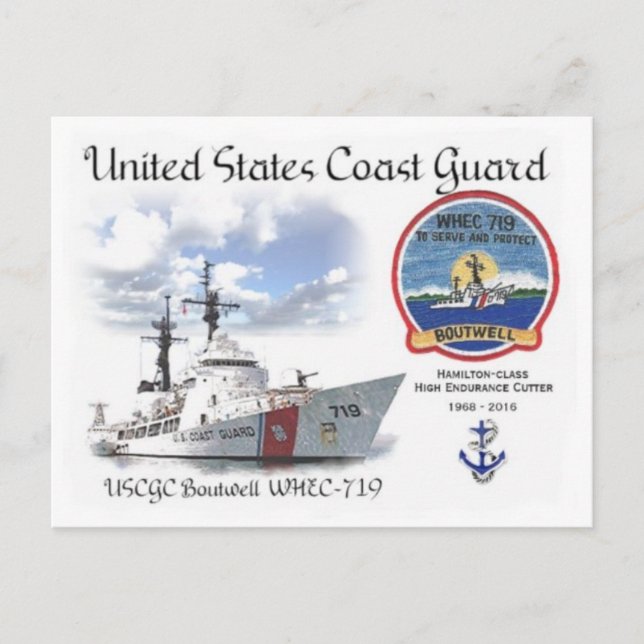 USCGC BOUTWELL WHEC-719 CUTTER POSTKARTE (Vorderseite)