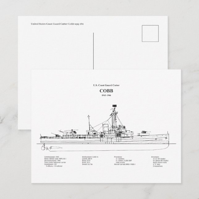 USCGC Cobb wpg-181 - BD Postkarte (Vorne/Hinten)
