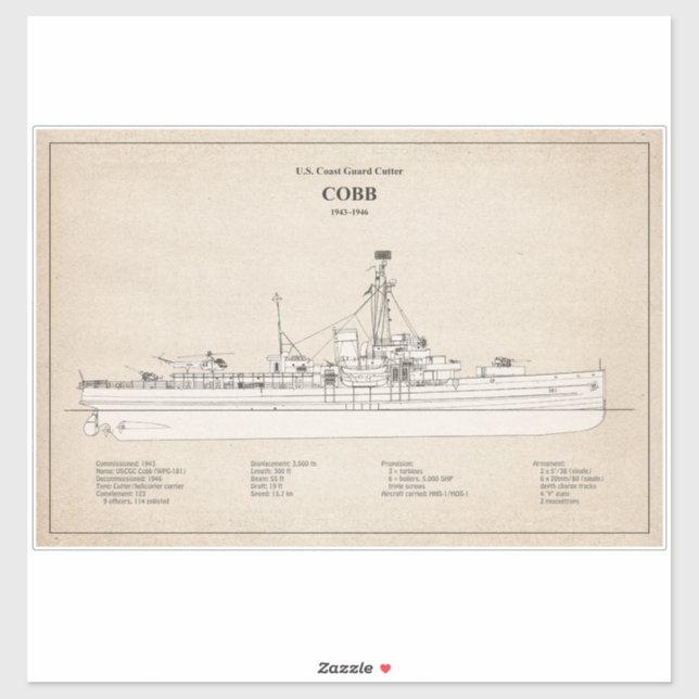 USCGC Cobb wpg-181 - SBD Aufkleber (Blatt)