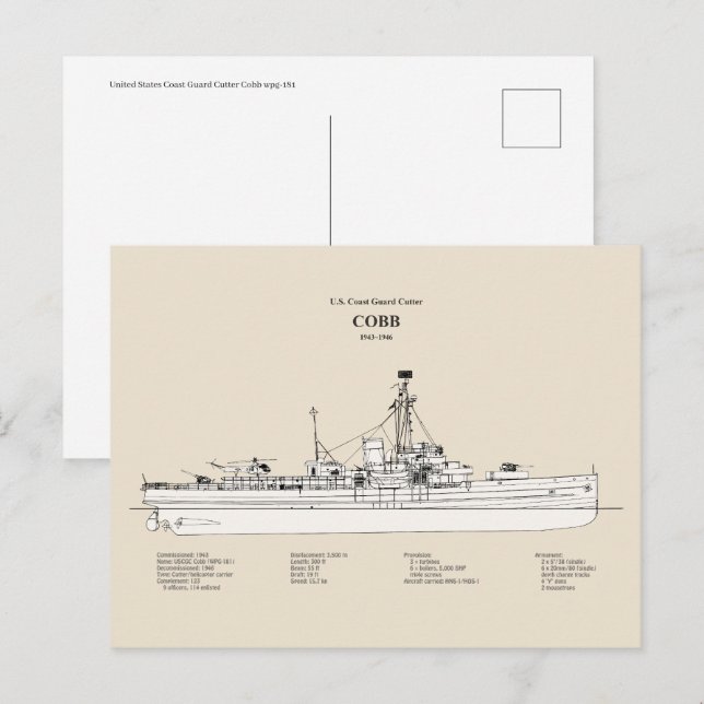 USCGC Cobb wpg-181 - SBD Postkarte (Vorne/Hinten)