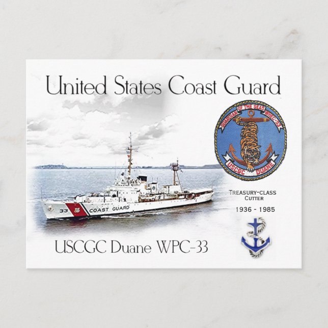 USCGC DUANE WPC-33 CUTTER POSTKARTE (Vorderseite)