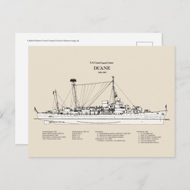 USCGC Duane wpg-33 - SBD Postkarte (Vorne/Hinten)