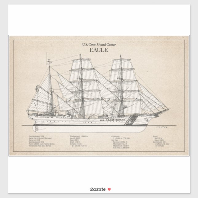 USCGC Eagle wix-327 - SBD Aufkleber (Blatt)