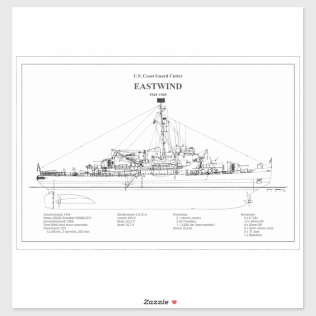 USCGC Eastwind Waggb-279 - BD Aufkleber (Blatt)
