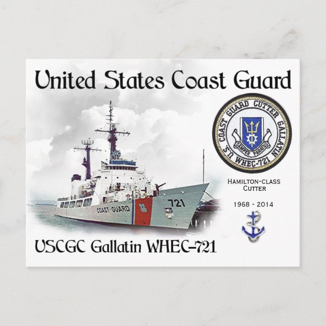 USCGC Gallatin WHEC-721 Cutter Postkarte (Vorderseite)